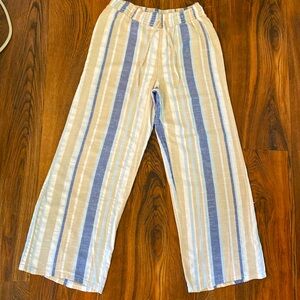 Wide leg striped linen pants